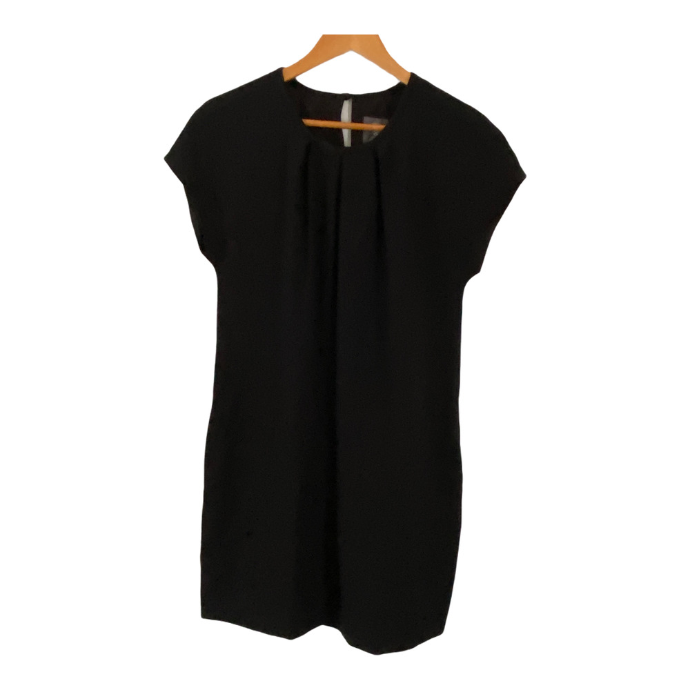 Vince Camuto Pleated Chest Cap Sleeve Black Dress